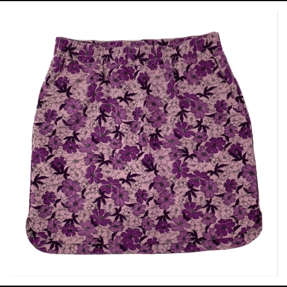 Duluth Trading Co Breezeshooter Skort Purple Floral Mesh Shorts Pockets 14